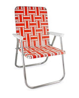 Outdoor Reclining Chair - Folding Aluminum Webbed Beach Lounger With Arms - Outdooor Recline Chair - Hurbane Home