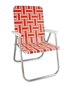 Outdoor Reclining Chair - Folding Aluminum Webbed Beach Lounger With Arms - Outdooor Recline Chair - Hurbane Home