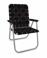 Outdoor Reclining Chair - Folding Aluminum Webbed Beach Lounger With Arms - Outdooor Recline Chair - Hurbane Home
