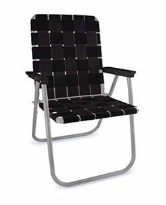 Outdoor Reclining Chair - Folding Aluminum Webbed Beach Lounger With Arms - Outdooor Recline Chair - Hurbane Home