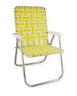 Outdoor Reclining Chair - Folding Aluminum Webbed Beach Lounger With Arms - Outdooor Recline Chair - Hurbane Home