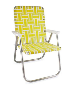 Outdoor Reclining Chair - Folding Aluminum Webbed Beach Lounger With Arms - Outdooor Recline Chair - Hurbane Home