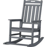 Outdoor Rocking Chair - Polypropylene High Back With Footrest Support - Outdooor Recline Chair - Hurbane Home