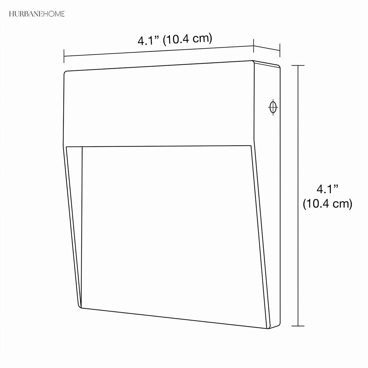 Dimension diagram of the square body, 4.1 inch width and 4.1 inch height