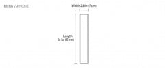 Dimension drawing of the wall light showing width 2.8 inch and length 24 inch