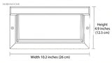 Line drawing showing 10.2 in width and 4.9 in height of the fixture