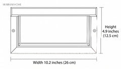 Line drawing showing 10.2 in width and 4.9 in height of the fixture
