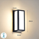 Framed lantern model with a motion sensor icon and 11 cm width label
