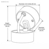 Drawing giving the fixture diameter 3.15 inches and height 3.15 inches