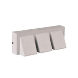 White three head outdoor wall light in a wide horizontal bar