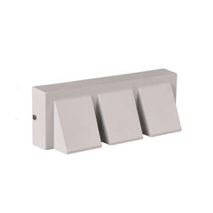 White three head outdoor wall light in a wide horizontal bar