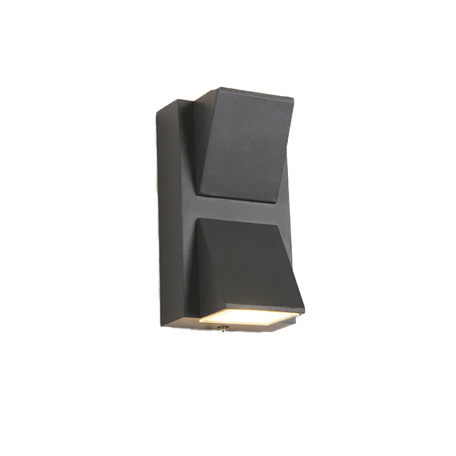 Dark grey two head outdoor wall light with two light apertures