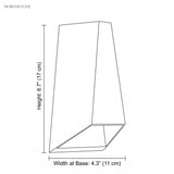 Dimension diagram of the wedge body, 6.7 inch height and 4.3 inch base width