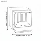 Drawing of the cube at 4.33 inches wide and 4.33 inches high