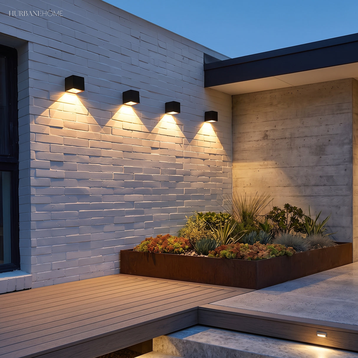 Cube wall light casting a sharp triangle of light on render