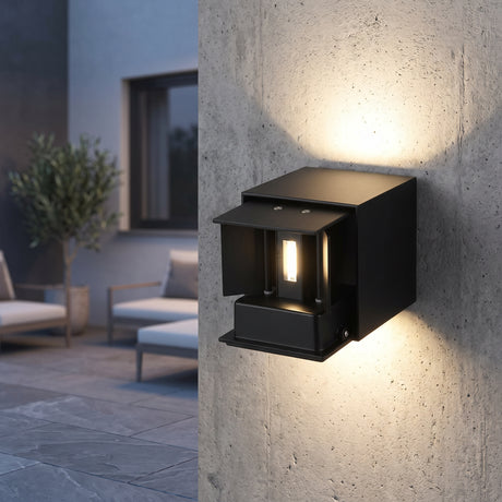 Up and down LED cube sconce main product image on a plain background