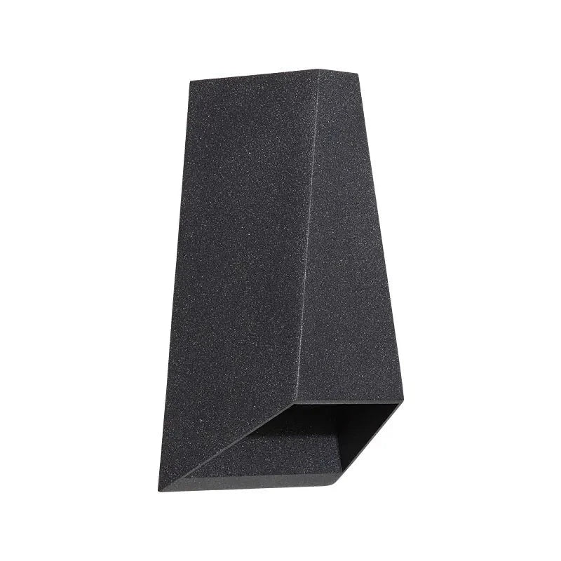 Angled product view of the black wedge sconce showing the open base