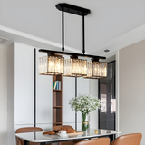 Faceted Glass Kitchen Island Pendant Light on a Linear Bar