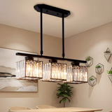 Faceted Glass Kitchen Island Pendant Light on a Linear Bar