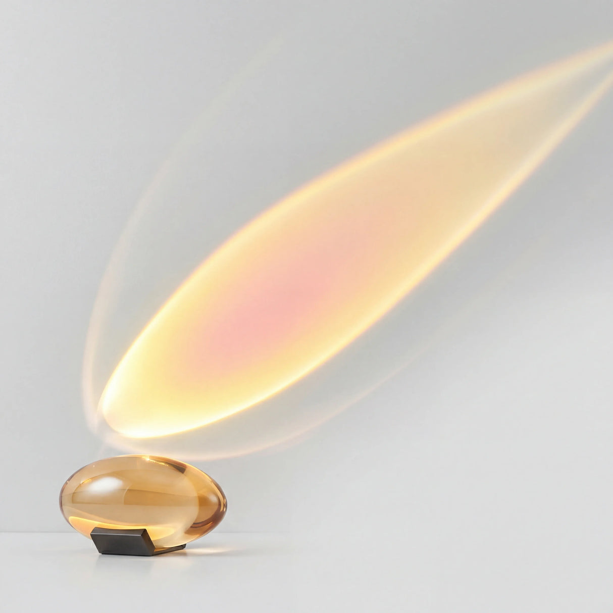 Oval glass ambient table lamp studio product shot on white