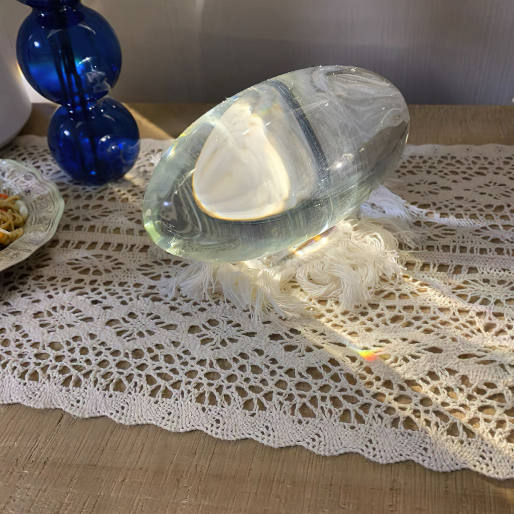 Packaging and full contents of the oval glass table lamp