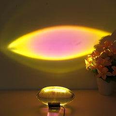 Sunset red glow variant of the oval glass table lamp