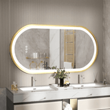 Oval LED Mirror – Gold Anti - Fog Dimmable Bathroom Wall Design - Hurbane Home