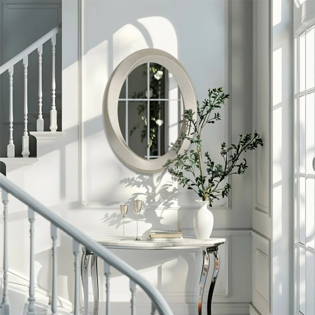 Oval Wall Mirror – Baroque Gold Beveled Decorative Accent - Hurbane Home