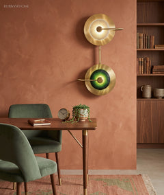 Modern Nordic Wall Sconce Elvira Brass styled in a room setting