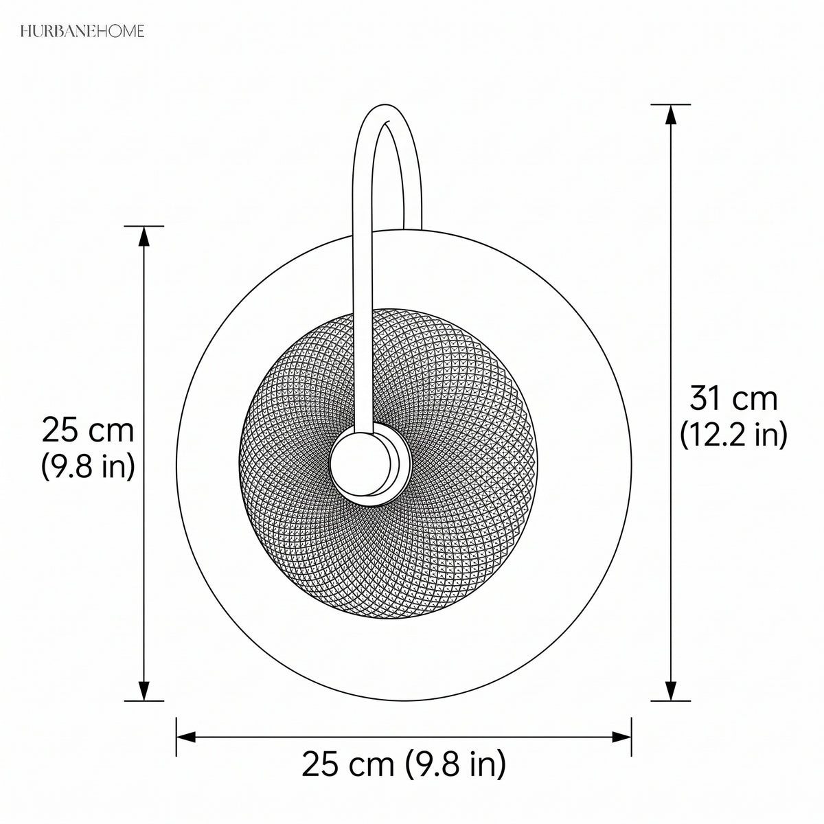 Modern Nordic Wall Sconce Elvira Brass dimension guide illustration