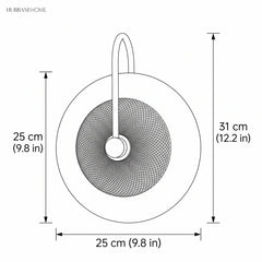 Modern Nordic Wall Sconce Elvira Brass dimension guide illustration