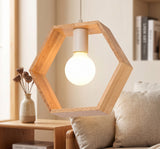 Modern Geometric Pendant Light Asta Wood 1-Light