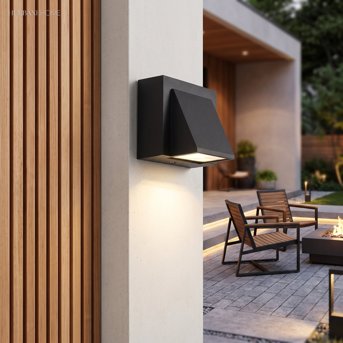 Modern Minimalist Wall Sconce Ayla Waterproof Outdoor styled in a room setting