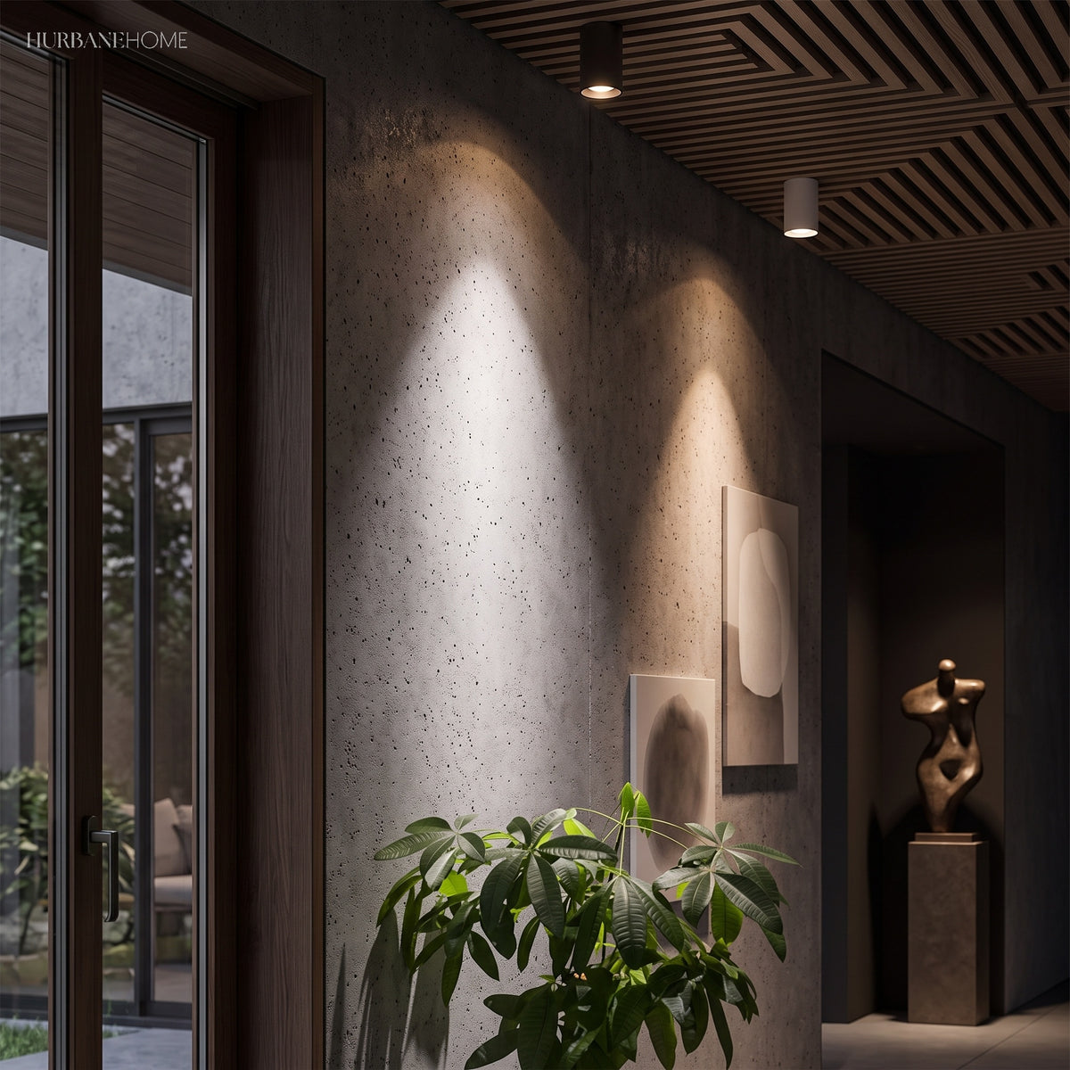 Modern LED Surface Dimmable Ceiling Spotlight Aluminum 1-Light styled in a room setting