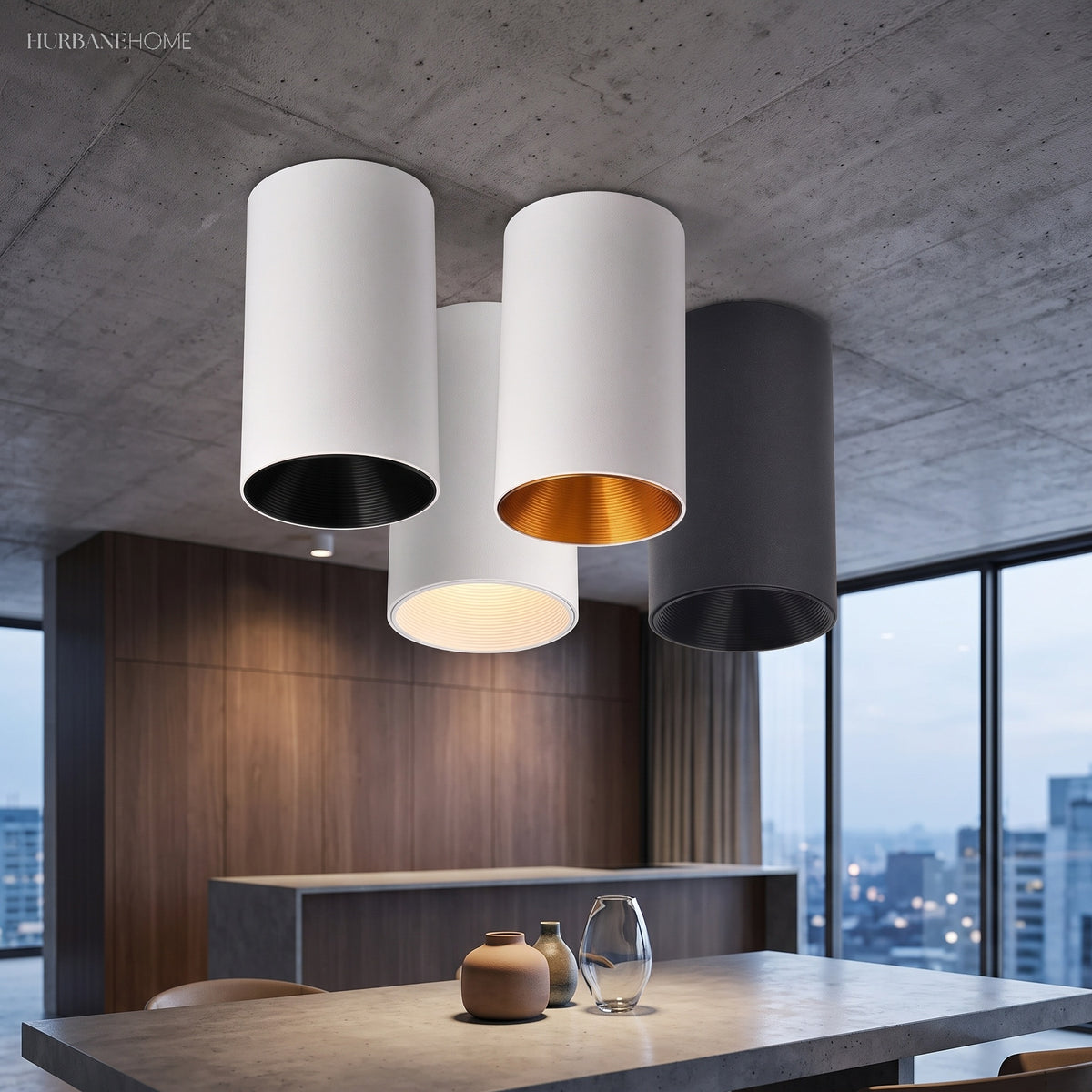 Modern LED Surface Dimmable Ceiling Spotlight Aluminum 1-Light styled in a room setting