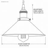 Vintage Nordic Pendant Light Industrial 1-Light dimension guide illustration