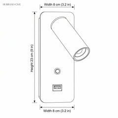 Modern Nordic Wall Lamp LED 1-Light dimension guide illustration