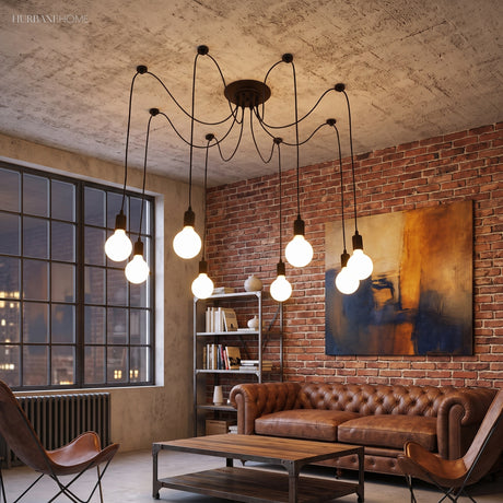 Modern Spider Chandelier ELVI HOME styled in a room setting