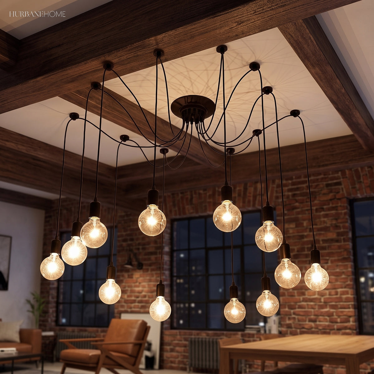Modern Spider Chandelier ELVI HOME styled in a room setting