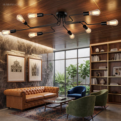 Modern Nordic Sputnik Chandelier styled in a room setting