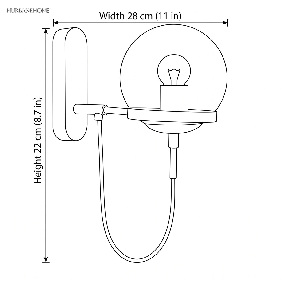 Modern Loft Wall Sconce Berg LED 1-Light dimension guide illustration