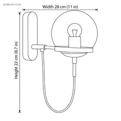 Modern Loft Wall Sconce Berg LED 1-Light dimension guide illustration