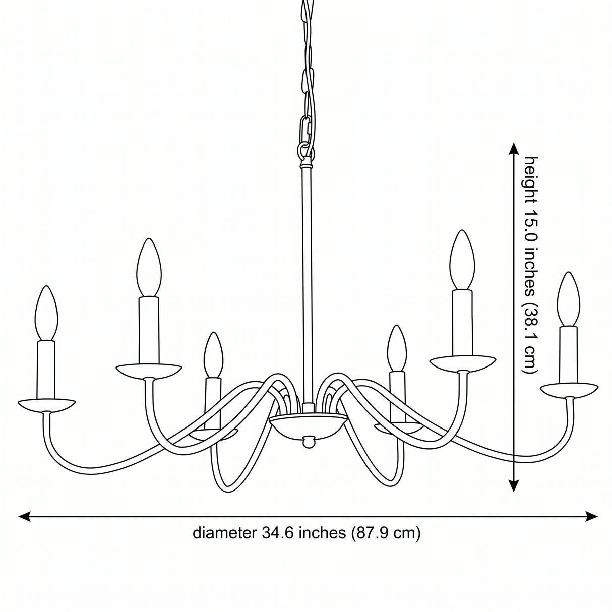 Iron Pendant Light - size dimension illustration