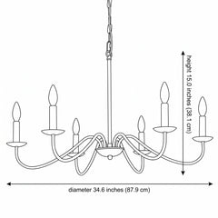 Iron Pendant Light - size dimension illustration