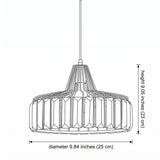 Black Crystal Pendant Light - Size Illustration