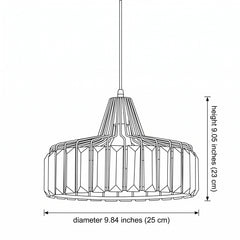 Black Crystal Pendant Light - Size Illustration