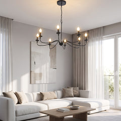 Iron Pendant Light - living room curtain lifestyle