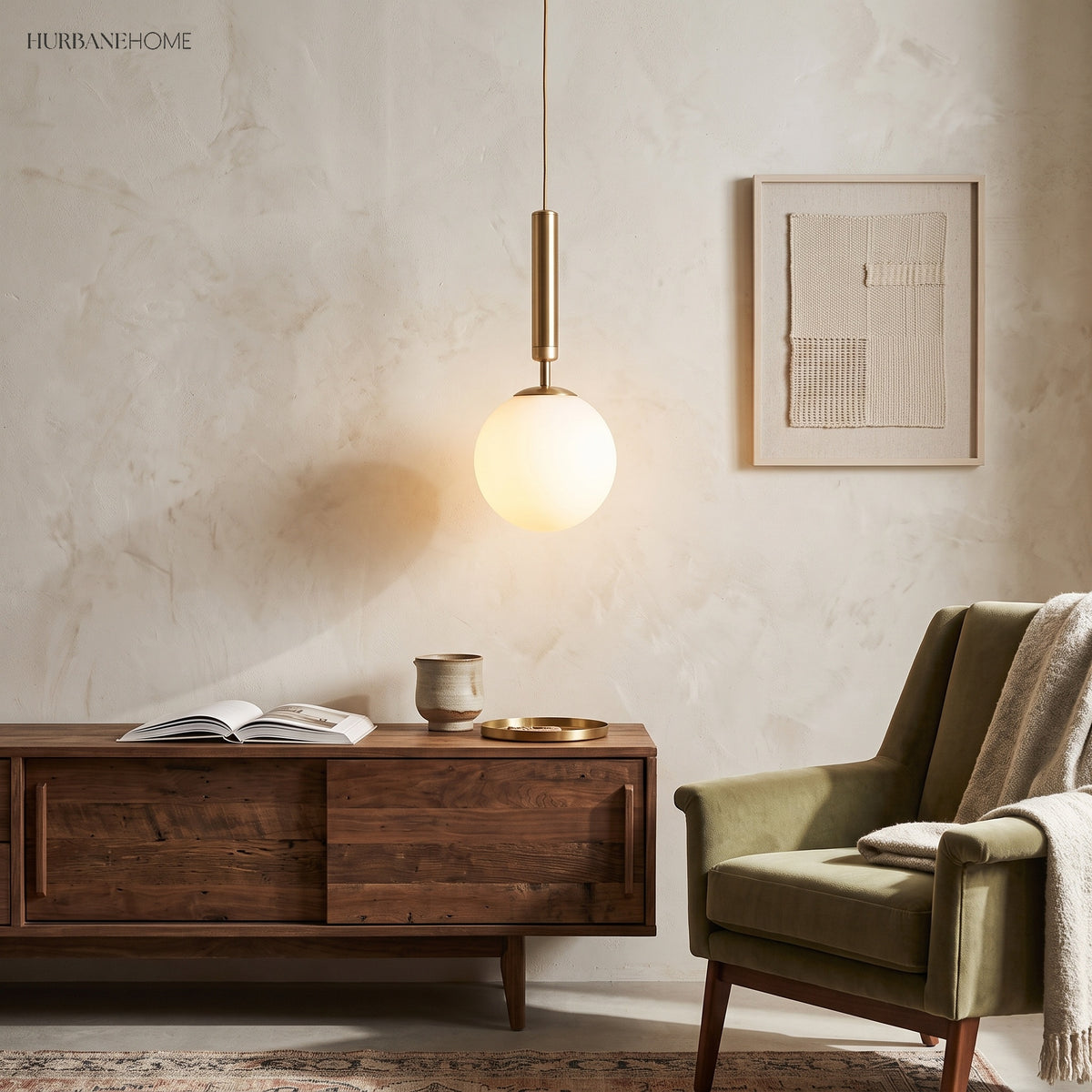 Modern Nordic Pendant Light Lexi 1-Light styled in a room setting