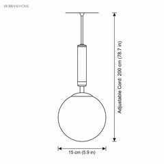 Modern Nordic Pendant Light Lexi 1-Light dimension guide illustration