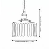 Vintage Cylinder Glass Pendant Light - size dimension illustration